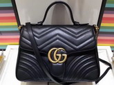 Gucci GG Marmont Small Top Handle Bag in Black Leather