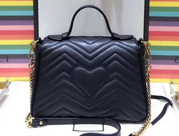 Gucci GG Marmont Small Top Handle Bag in Black Leather