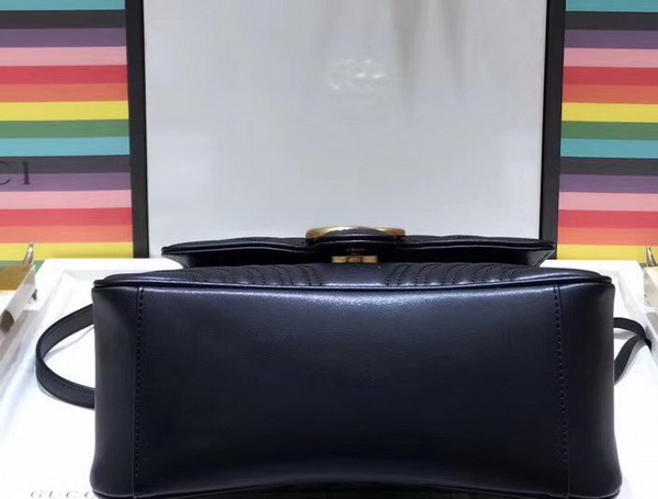 Gucci GG Marmont Small Top Handle Bag in Black Leather