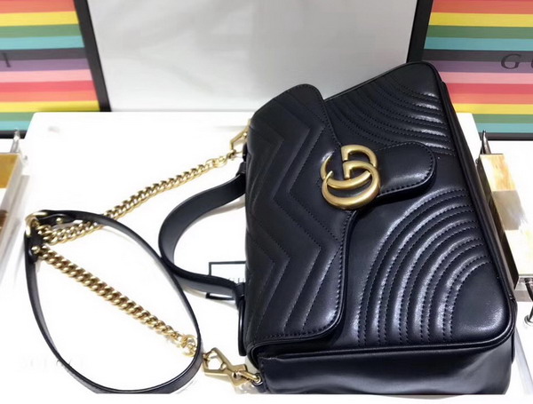 Gucci GG Marmont Small Top Handle Bag in Black Leather