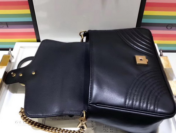 Gucci GG Marmont Small Top Handle Bag in Black Leather