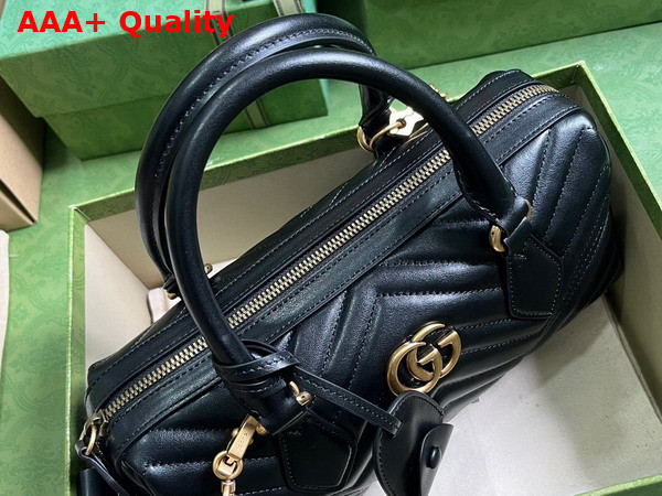 Gucci GG Marmont Small Top Handle Bag in Black Matelasse Chevron Leather 746319 Replica