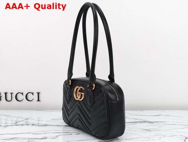 Gucci GG Marmont Small Top Handle Bag in Black Matelasse Chevron Leather 795199 Replica