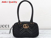 Gucci GG Marmont Small Top Handle Bag in Black Matelasse Chevron Leather 795199 Replica