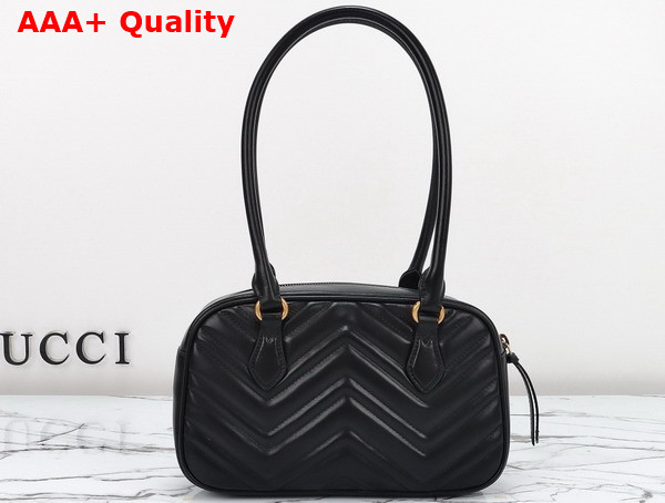 Gucci GG Marmont Small Top Handle Bag in Black Matelasse Chevron Leather 795199 Replica