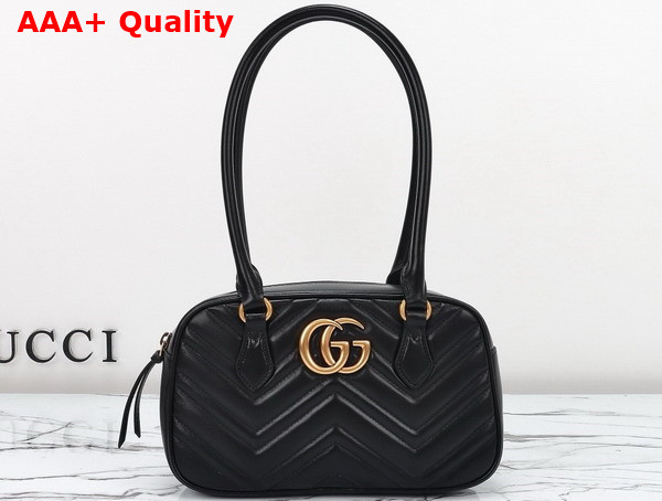 Gucci GG Marmont Small Top Handle Bag in Black Matelasse Chevron Leather 795199 Replica