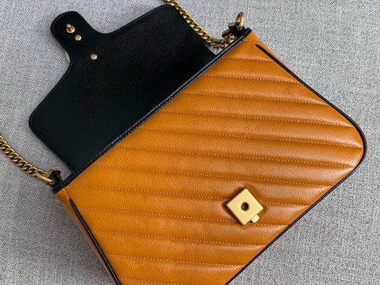 Gucci GG Marmont Small Top Handle Bag in Cognac Diagonal Metalasse Leather with a Vintage Effect 498110