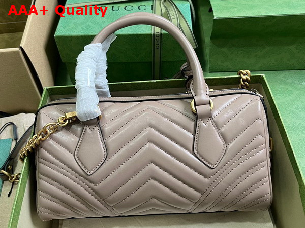 Gucci GG Marmont Small Top Handle Bag in Dusty Pink Matelasse Chevron Leather 746319 Replica