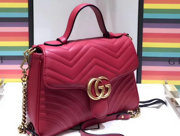 Gucci GG Marmont Small Top Handle Bag in Hibiscus Red Leather