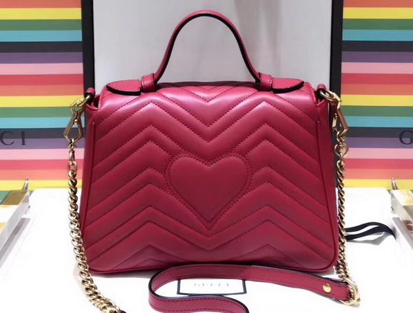 Gucci GG Marmont Small Top Handle Bag in Hibiscus Red Leather