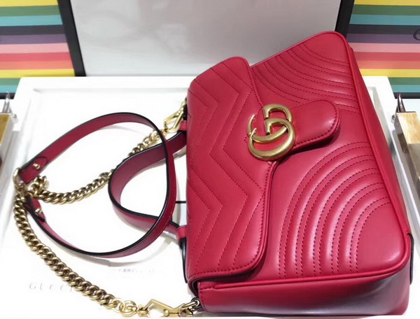 Gucci GG Marmont Small Top Handle Bag in Hibiscus Red Leather