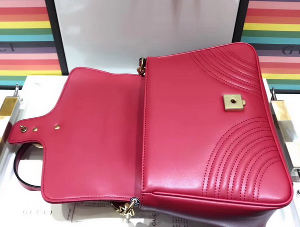 Gucci GG Marmont Small Top Handle Bag in Hibiscus Red Leather