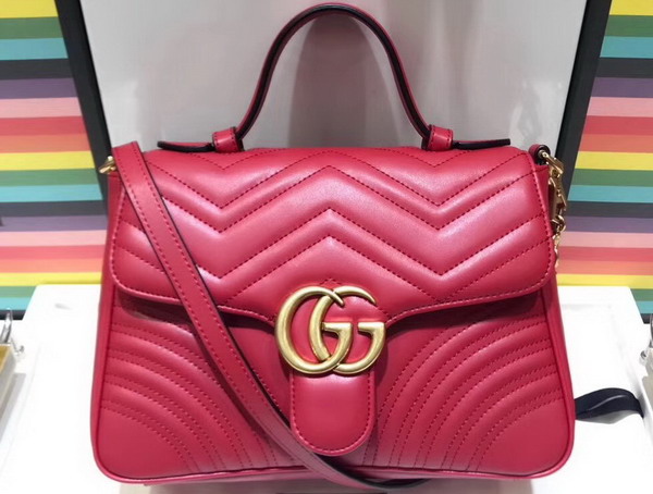 Gucci GG Marmont Small Top Handle Bag in Hibiscus Red Leather