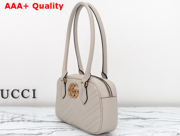 Gucci GG Marmont Small Top Handle Bag in Light Grey Matelasse Chevron Leather 795199 Replica