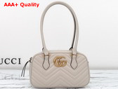 Gucci GG Marmont Small Top Handle Bag in Light Grey Matelasse Chevron Leather 795199 Replica