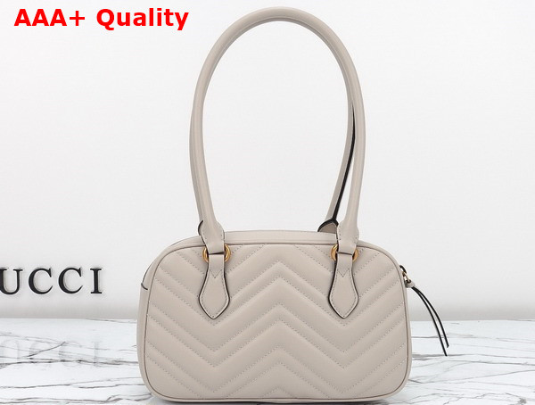 Gucci GG Marmont Small Top Handle Bag in Light Grey Matelasse Chevron Leather 795199 Replica