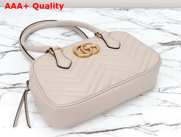 Gucci GG Marmont Small Top Handle Bag in Light Grey Matelasse Chevron Leather 795199 Replica