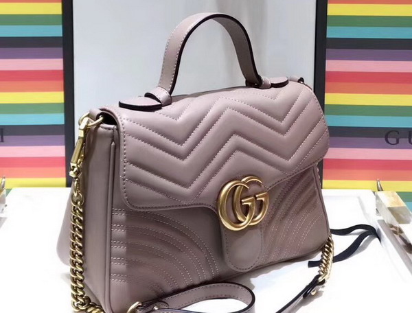 Gucci GG Marmont Small Top Handle Bag in Light Pink Leather