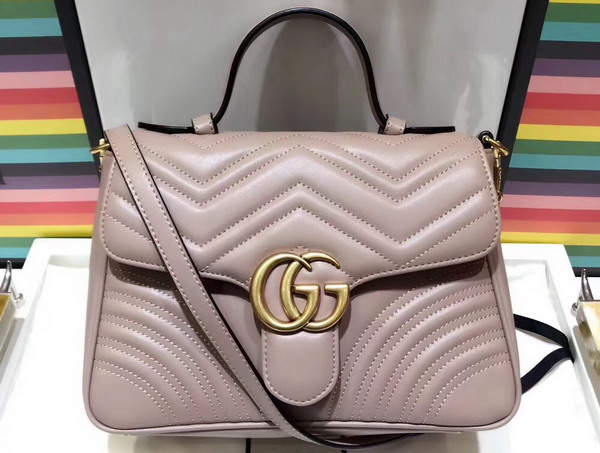 Gucci GG Marmont Small Top Handle Bag in Light Pink Leather