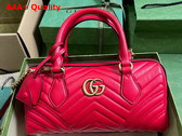 Gucci GG Marmont Small Top Handle Bag in Red Matelasse Chevron Leather 746319 Replica