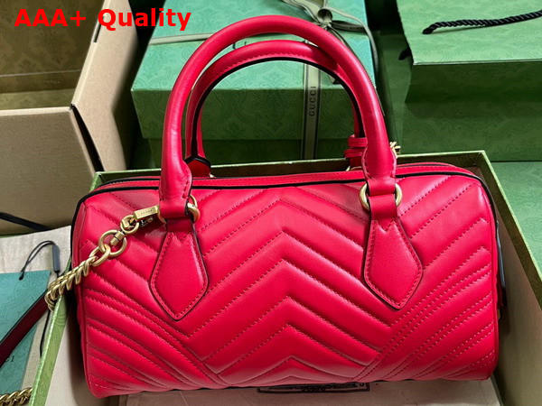 Gucci GG Marmont Small Top Handle Bag in Red Matelasse Chevron Leather 746319 Replica