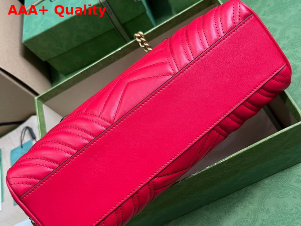 Gucci GG Marmont Small Top Handle Bag in Red Matelasse Chevron Leather 746319 Replica