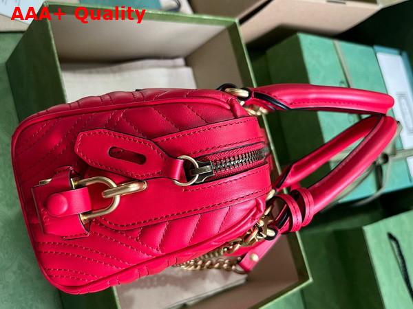 Gucci GG Marmont Small Top Handle Bag in Red Matelasse Chevron Leather 746319 Replica