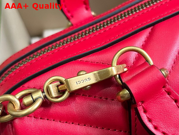 Gucci GG Marmont Small Top Handle Bag in Red Matelasse Chevron Leather 746319 Replica