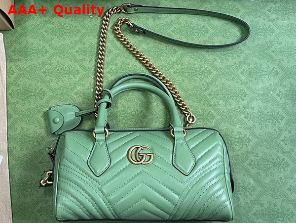 Gucci GG Marmont Small Top Handle Bag in Sage Green Matelasse Chevron Leather 746319 Replica