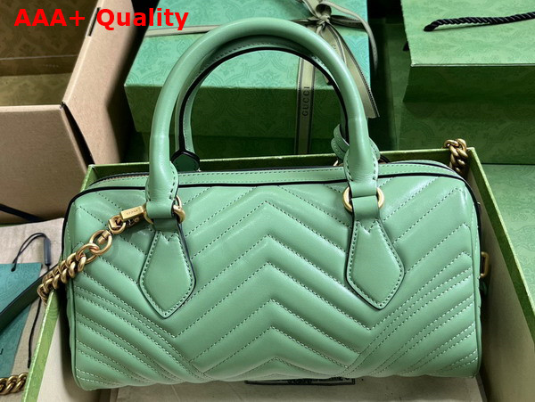 Gucci GG Marmont Small Top Handle Bag in Sage Green Matelasse Chevron Leather 746319 Replica