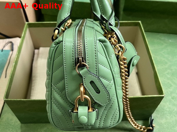 Gucci GG Marmont Small Top Handle Bag in Sage Green Matelasse Chevron Leather 746319 Replica