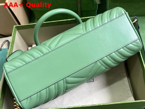 Gucci GG Marmont Small Top Handle Bag in Sage Green Matelasse Chevron Leather 746319 Replica