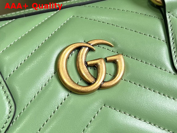 Gucci GG Marmont Small Top Handle Bag in Sage Green Matelasse Chevron Leather 746319 Replica