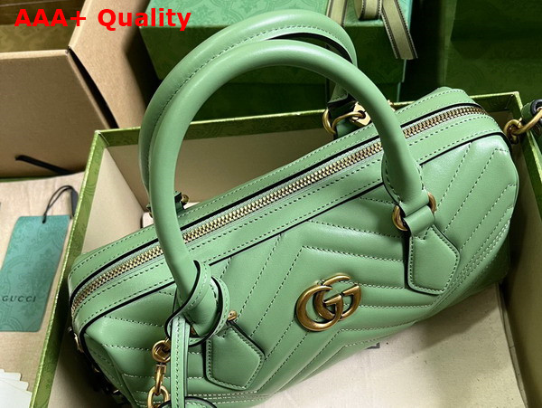 Gucci GG Marmont Small Top Handle Bag in Sage Green Matelasse Chevron Leather 746319 Replica