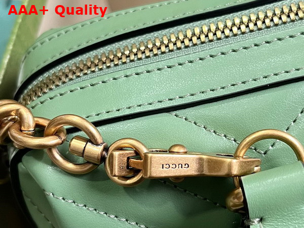 Gucci GG Marmont Small Top Handle Bag in Sage Green Matelasse Chevron Leather 746319 Replica