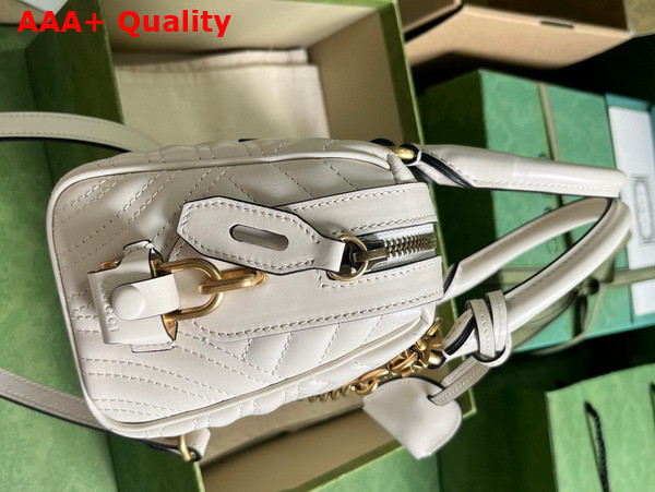 Gucci GG Marmont Small Top Handle Bag in White Matelasse Chevron Leather 746319 Replica