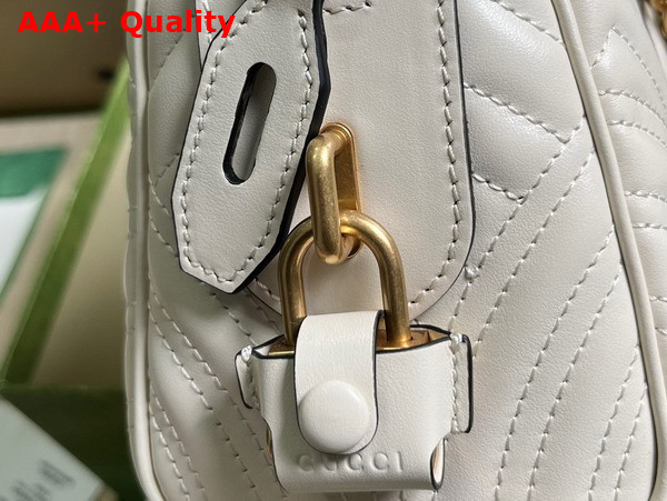 Gucci GG Marmont Small Top Handle Bag in White Matelasse Chevron Leather 746319 Replica