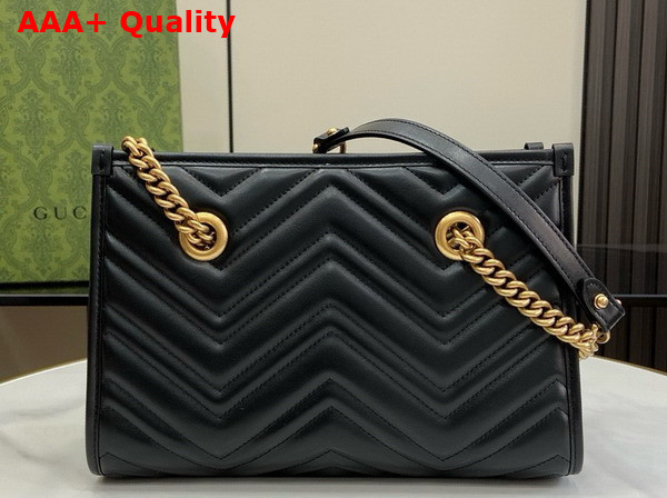 Gucci GG Marmont Small Tote in Black Matelasse Chevron Leather 779727 Replica