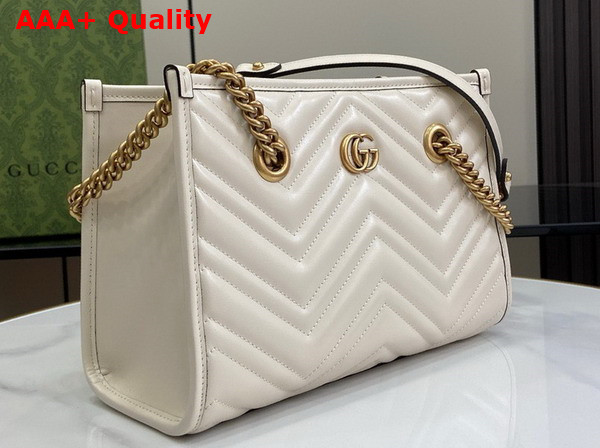 Gucci GG Marmont Small Tote in White Matelasse Chevron Leather 779727 Replica