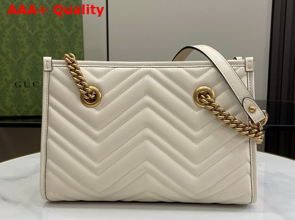 Gucci GG Marmont Small Tote in White Matelasse Chevron Leather 779727 Replica