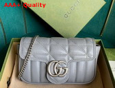 Gucci GG Marmont Super Mini Bag in Dark Grey Matelasse Leather 476433 Replica