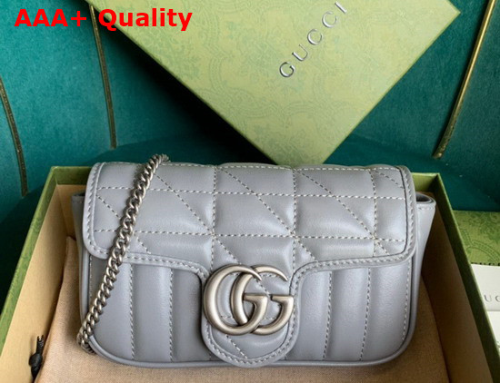 Gucci GG Marmont Super Mini Bag in Dark Grey Matelasse Leather 476433 Replica