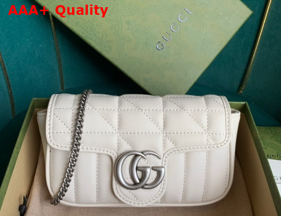 Gucci GG Marmont Super Mini Bag in White Matelasse Leather 476433 Replica