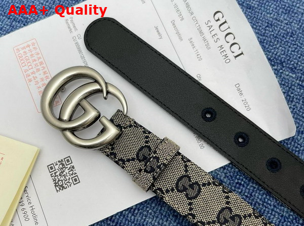 Gucci GG Marmont Thin Belt Beige and Blue Original GG Canvas 625839 Replica