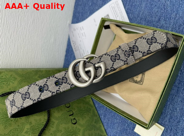 Gucci GG Marmont Thin Belt Beige and Blue Original GG Canvas 625839 Replica