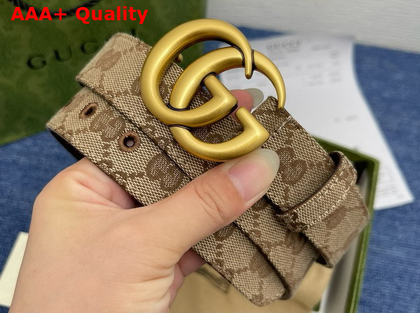 Gucci GG Marmont Thin Belt Beige and Ebony Original GG Canvas 625839 Replica