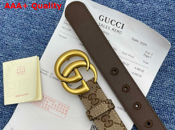 Gucci GG Marmont Thin Belt Beige and Ebony Original GG Canvas 625839 Replica