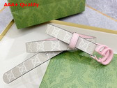 Gucci GG Marmont Thin Belt Beige and White GG Supreme Canvas with Pale Pink Leather Details 409417 Replica