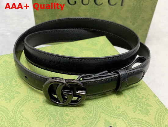 Gucci GG Marmont Thin Belt Black Leather Black Resin Hardware 409417 Replica