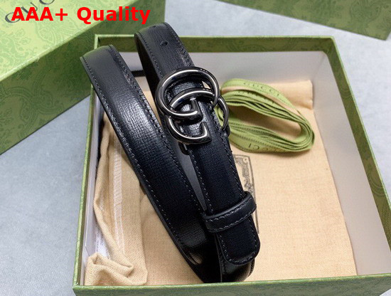 Gucci GG Marmont Thin Belt Black Leather Black Resin Hardware 409417 Replica